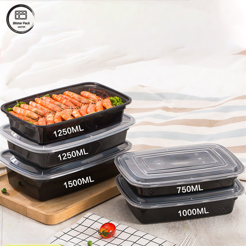 Microwavable PP Plastic Bento Box dengan Tutup Clea Multi-Size 500ml hingga 1500ml