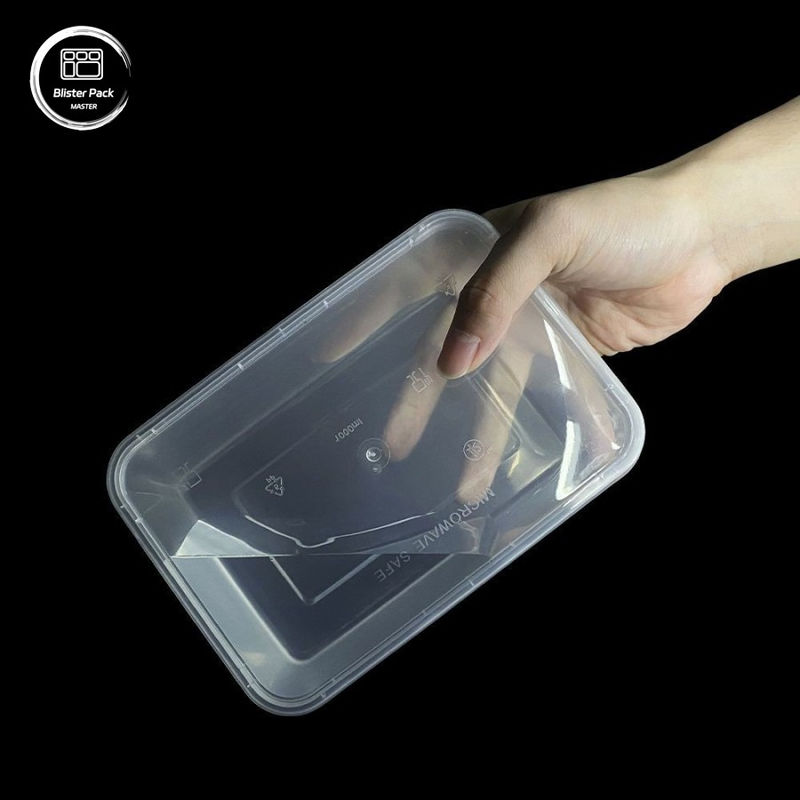Kontainer plastik makanan PP persegi panjang sekali pakai Ukuran serbaguna dari 500 ml hingga 1000 ml