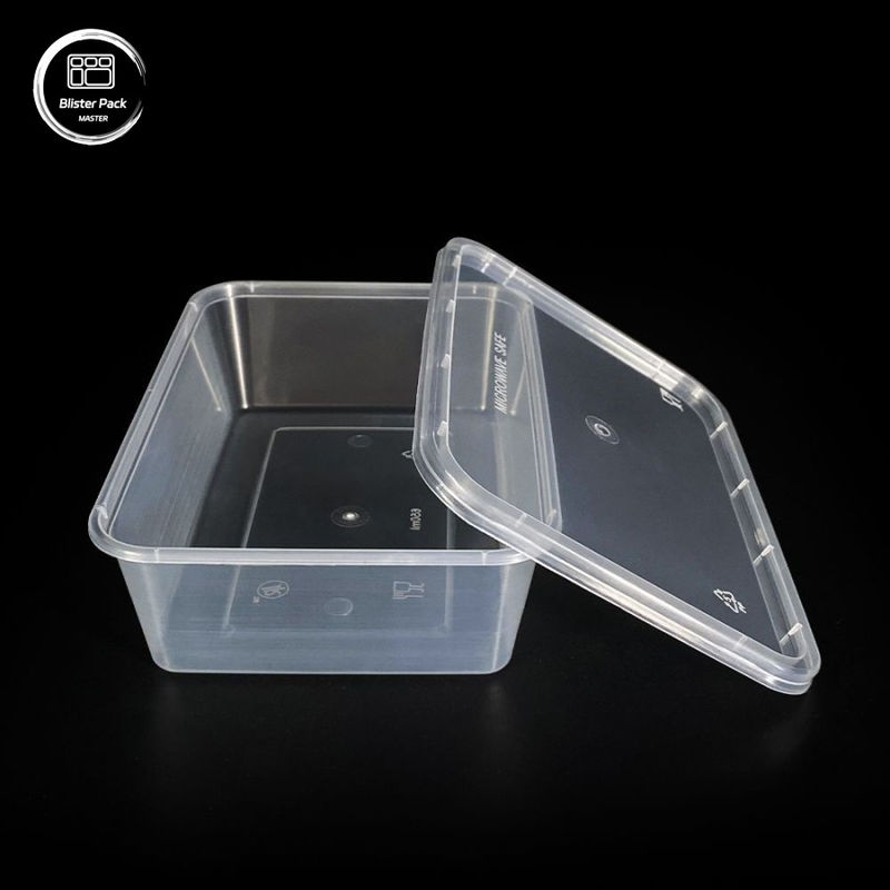 Kontainer plastik makanan PP persegi panjang sekali pakai Ukuran serbaguna dari 500 ml hingga 1000 ml