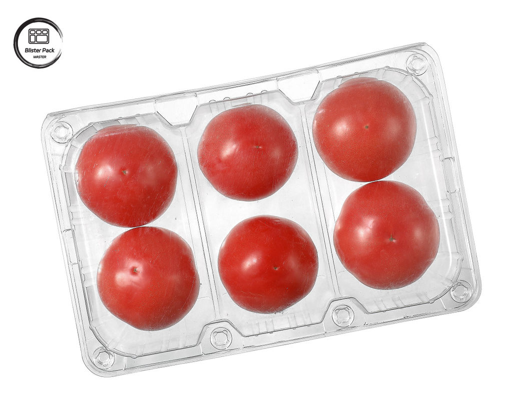 Blister Tomat sekali pakai Kontainer buah sekali pakai 6 Piece Plastik persegi panjang Untuk kemasan