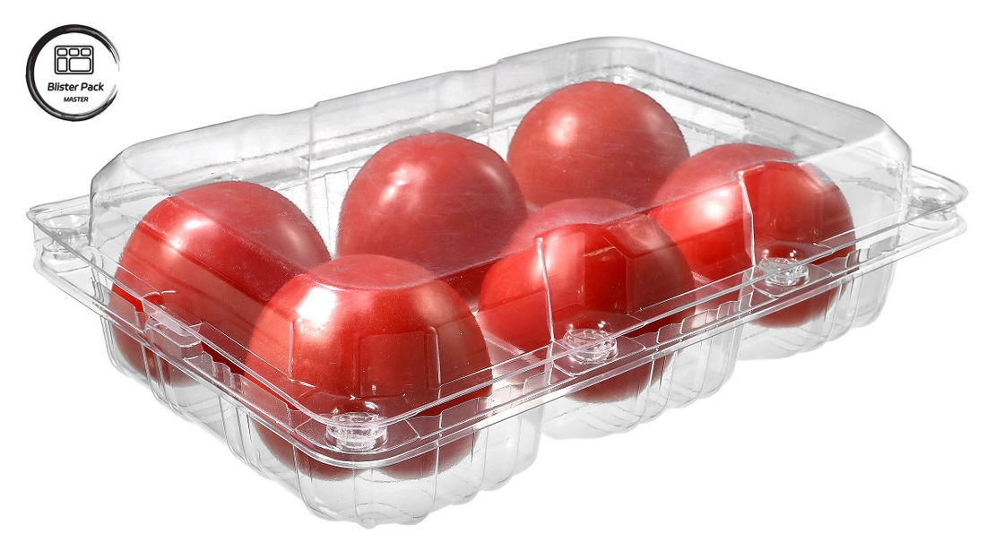 Blister Tomat sekali pakai Kontainer buah sekali pakai 6 Piece Plastik persegi panjang Untuk kemasan