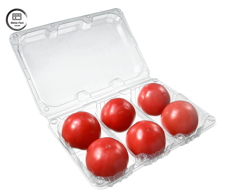 Blister Tomat sekali pakai Kontainer buah sekali pakai 6 Piece Plastik persegi panjang Untuk kemasan