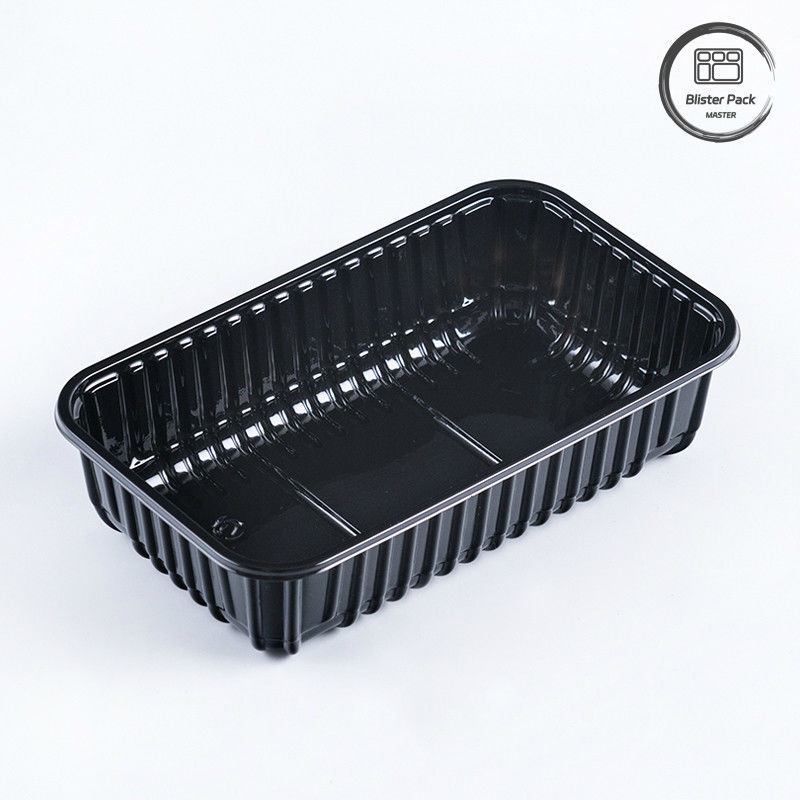 Supermarket Chili Plastik sekali pakai deep rectangular buah hitam wadah sayur-sayuran segar kemasan makanan tray