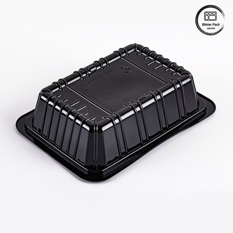 Supermarket Chili Plastik sekali pakai deep rectangular buah hitam wadah sayur-sayuran segar kemasan makanan tray