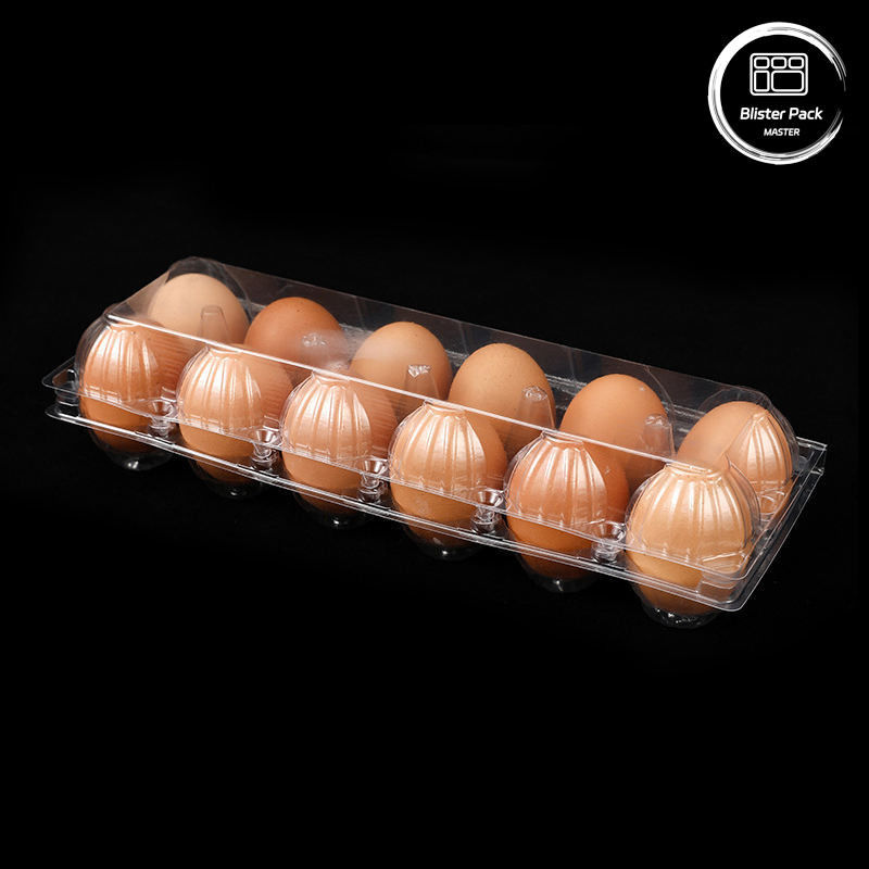 Tray Blister Telur PET tahan lama yang dibentuk vakum dengan 12 slot Tray kisi plastik sekali pakai dengan penutup