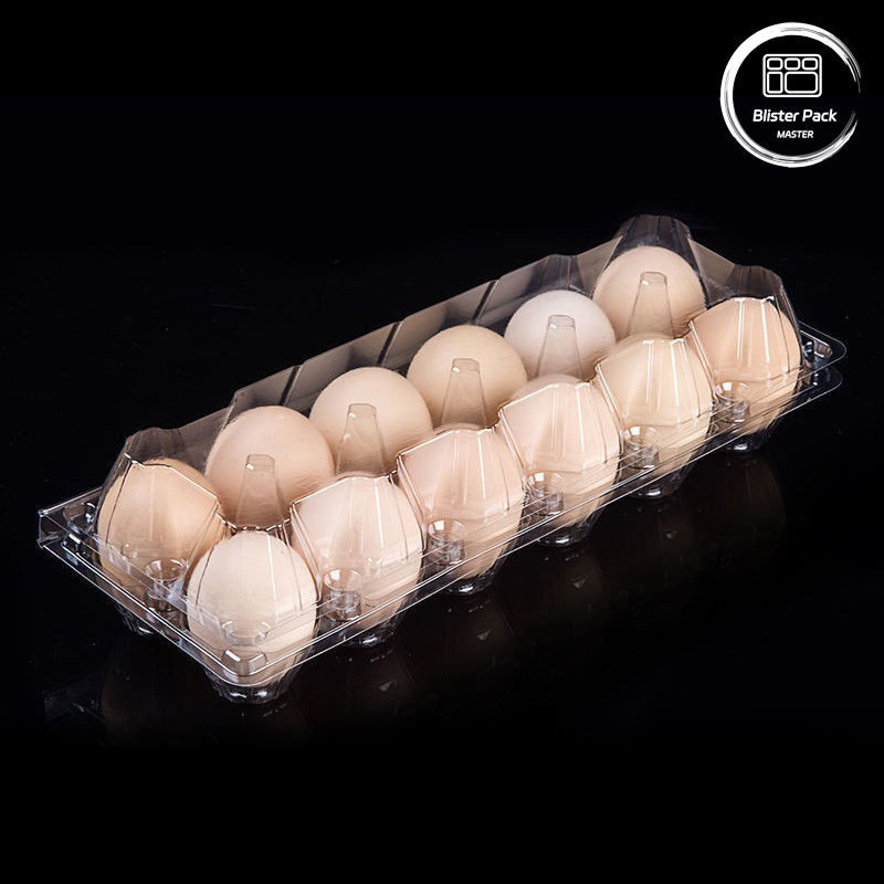 Tray Blister Telur PET tahan lama yang dibentuk vakum dengan 12 slot Tray kisi plastik sekali pakai dengan penutup