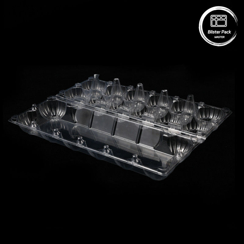 Tray Blister Telur PET tahan lama yang dibentuk vakum dengan 12 slot Tray kisi plastik sekali pakai dengan penutup