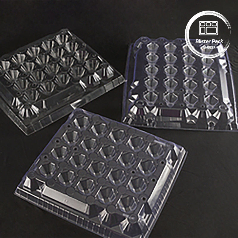 PET Plastic Egg Tray Pengemasan 30 Lubang Karton Dalam Ukuran S/M/L Dengan Bagian Bawah Kertas