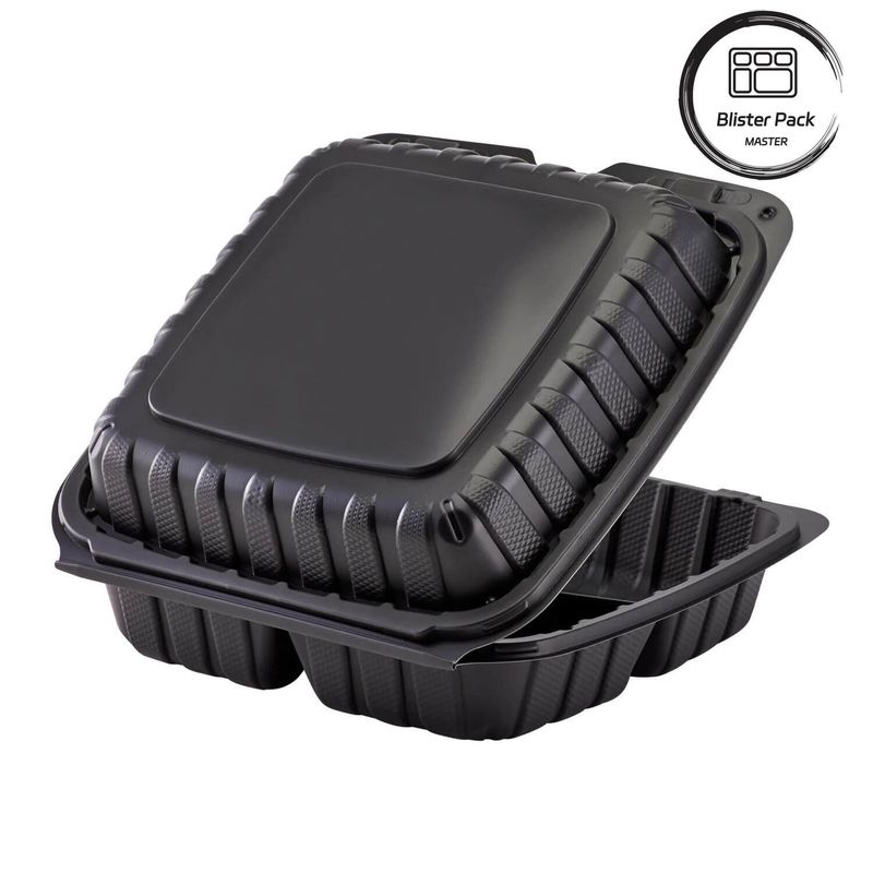 3 Compartment Thermoforming Plastic Take Out Container Square Untuk Makanan Cepat / Makanan Panas