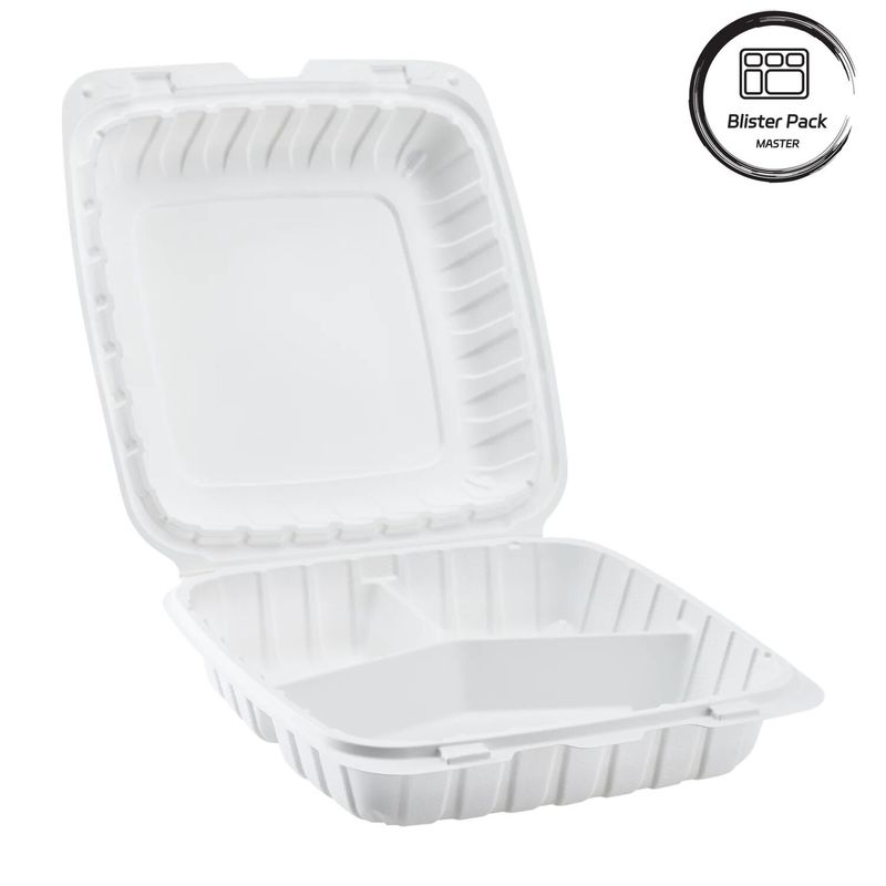 3 Compartment Thermoforming Plastic Take Out Container Square Untuk Makanan Cepat / Makanan Panas