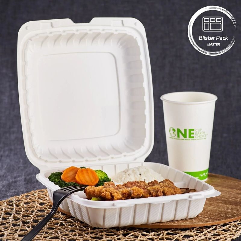 3 Compartment Thermoforming Plastic Take Out Container Square Untuk Makanan Cepat / Makanan Panas