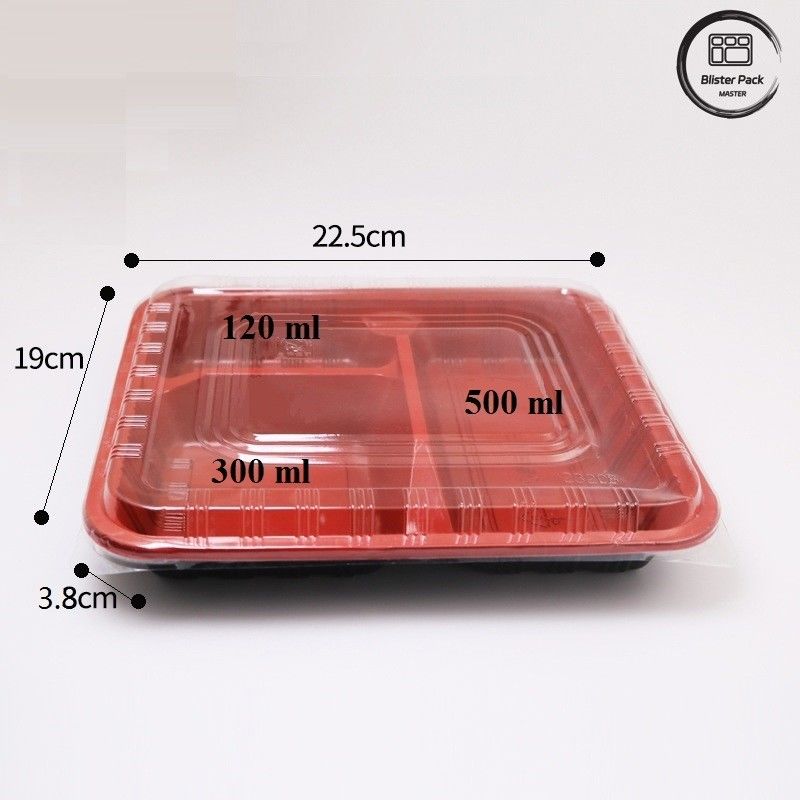Eco Friendly 3 Compartment Bento Box Plastik PP sekali pakai Microwave Dan Kulkas Aman