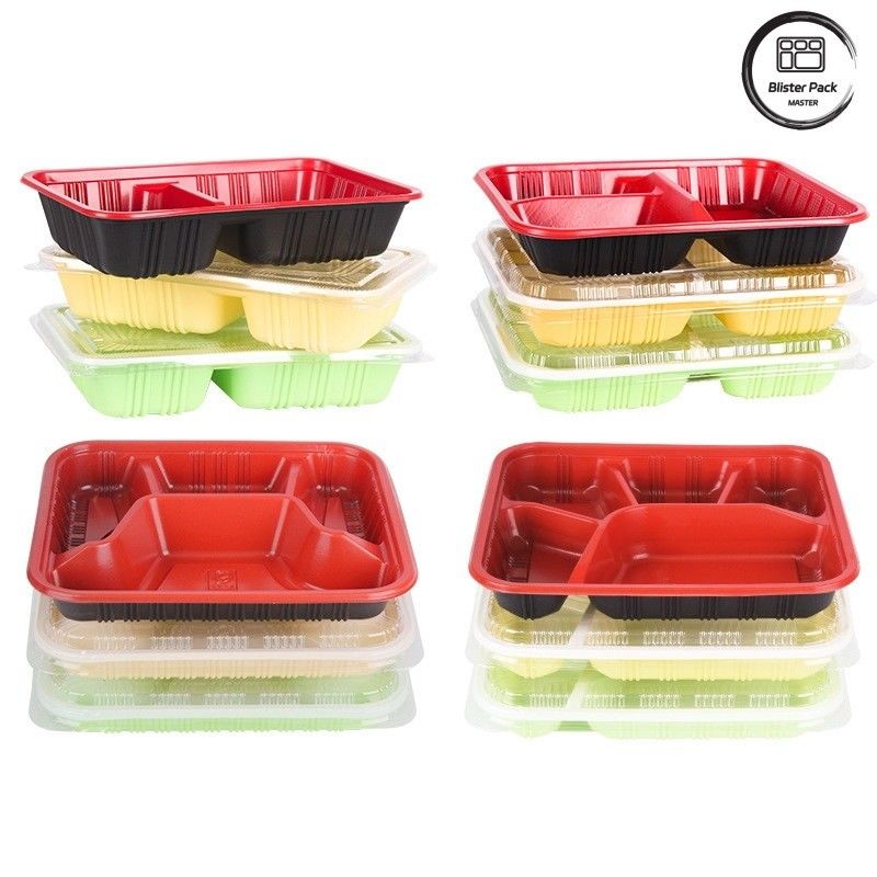 Eco Friendly 3 Compartment Bento Box Plastik PP sekali pakai Microwave Dan Kulkas Aman