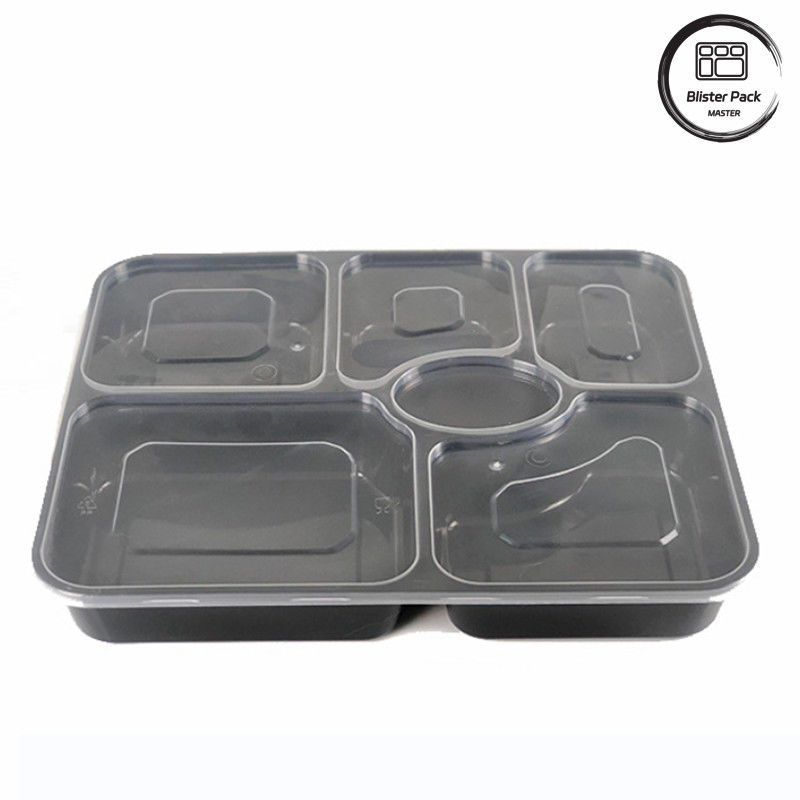 Plastik Transparan Makanan Prep 6 Compartment Disposable Bento Box Untuk Hotel Dan Acara