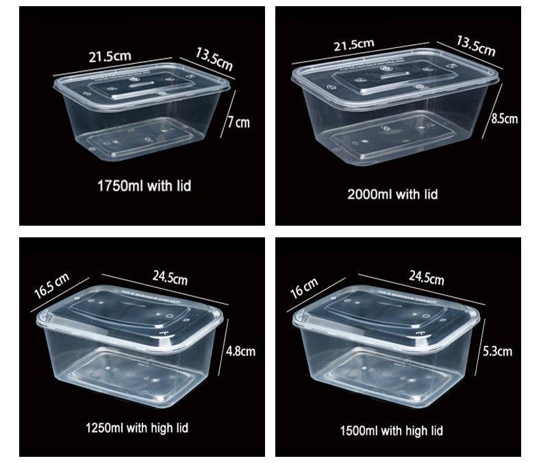 Plastik Transparan Makanan Prep 6 Compartment Disposable Bento Box Untuk Hotel Dan Acara