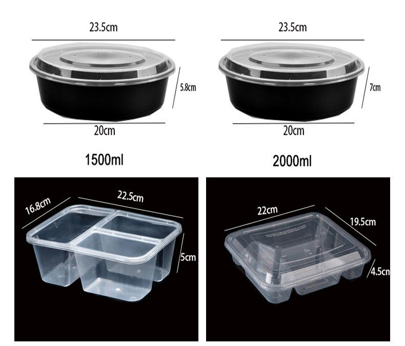 Plastik Transparan Makanan Prep 6 Compartment Disposable Bento Box Untuk Hotel Dan Acara