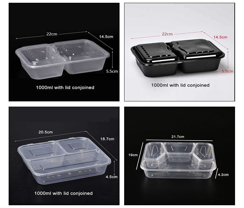 Plastik Transparan Makanan Prep 6 Compartment Disposable Bento Box Untuk Hotel Dan Acara