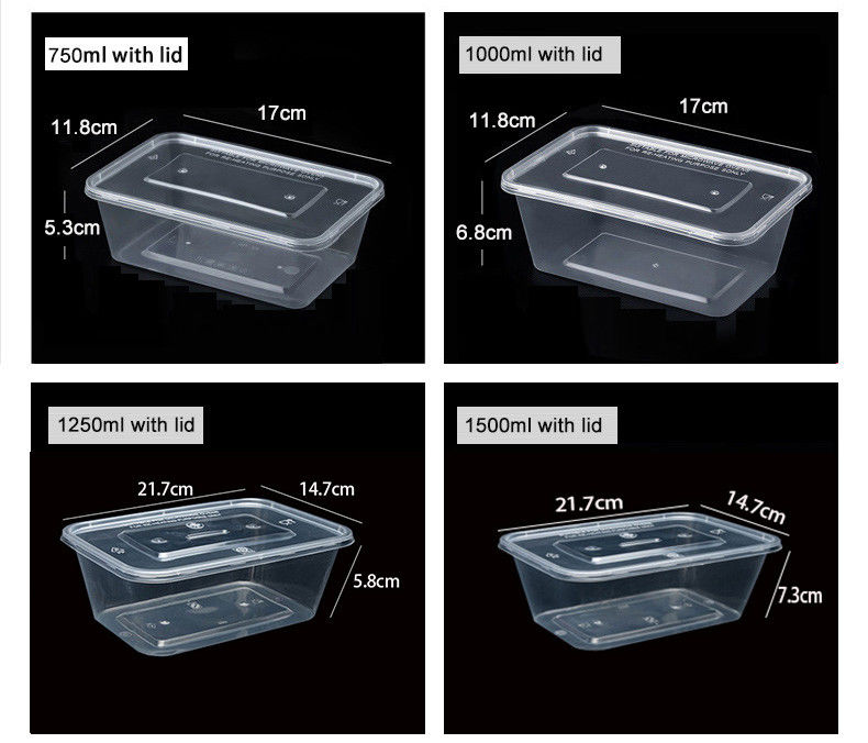 Plastik Transparan Makanan Prep 6 Compartment Disposable Bento Box Untuk Hotel Dan Acara