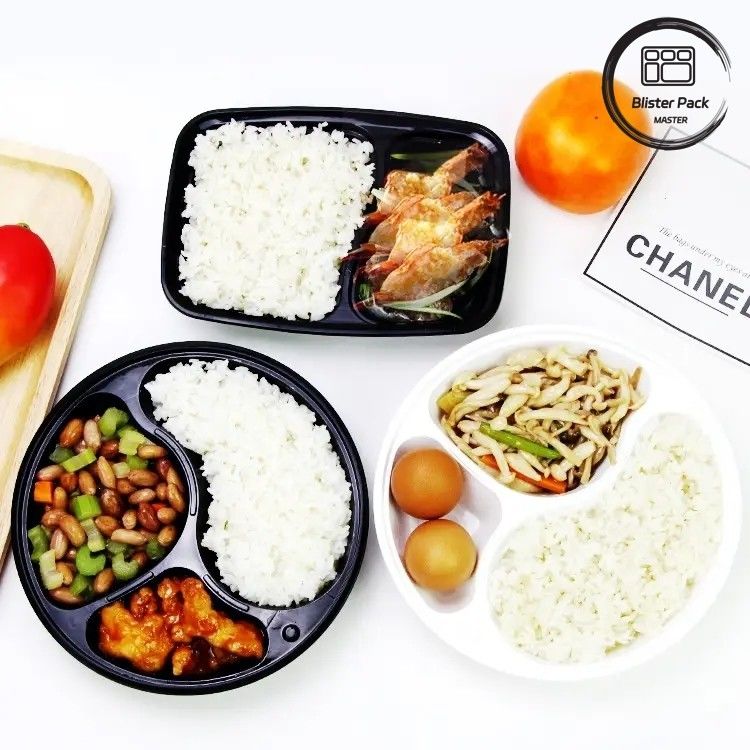 Kotak plastik yang dapat dibawa ke microwave dengan 2, 3, 4, 6 kompartemen