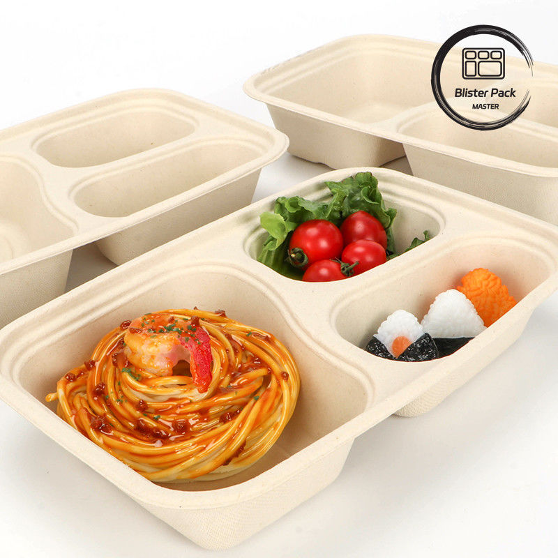 9 inci Gula Gula Bagasse Clamshell Lunch Box Container makanan sekali pakai dan terdegradasi untuk burger dan toko roti
