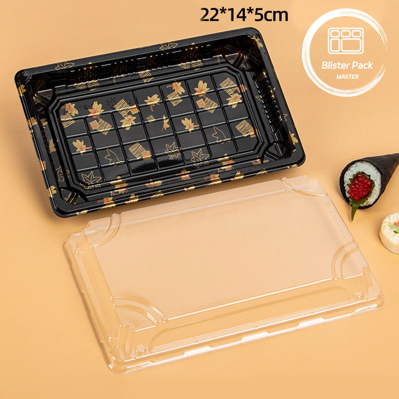 Custom Logo Restaurant Food Grade Sushi Tray sekali pakai untuk makan segar dan bergaya