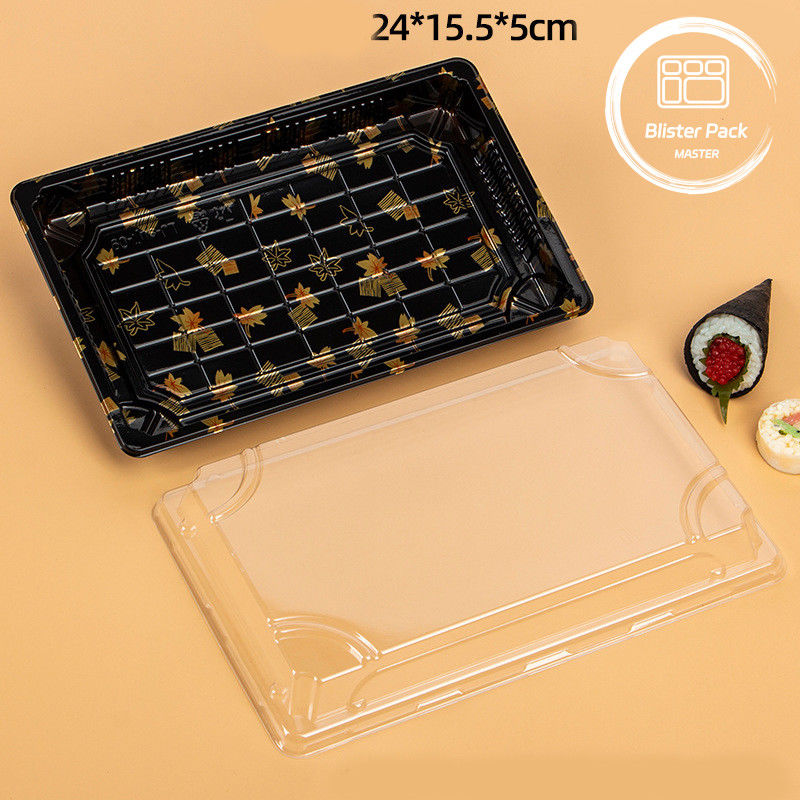 Custom Logo Restaurant Food Grade Sushi Tray sekali pakai untuk makan segar dan bergaya