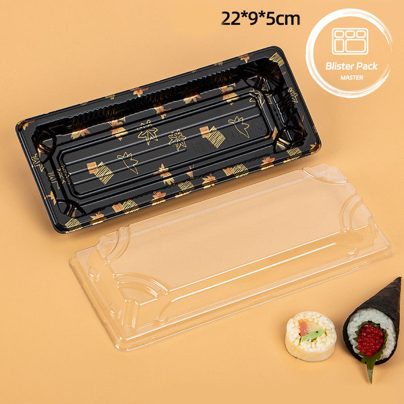 Custom Logo Restaurant Food Grade Sushi Tray sekali pakai untuk makan segar dan bergaya