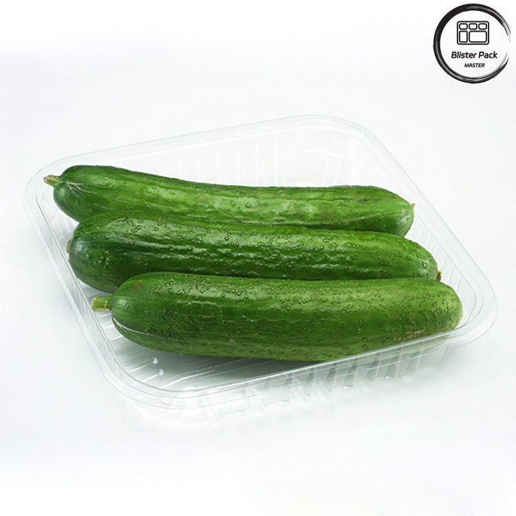 Tray buah-buahan dan sayuran PET kelas makanan sekali pakai untuk penyimpanan yang aman dan segar