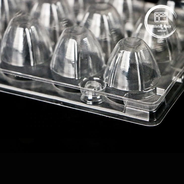 18 lubang Blister sekali pakai Clamshell Quail Egg Box Plastik dengan kemasan yang aman