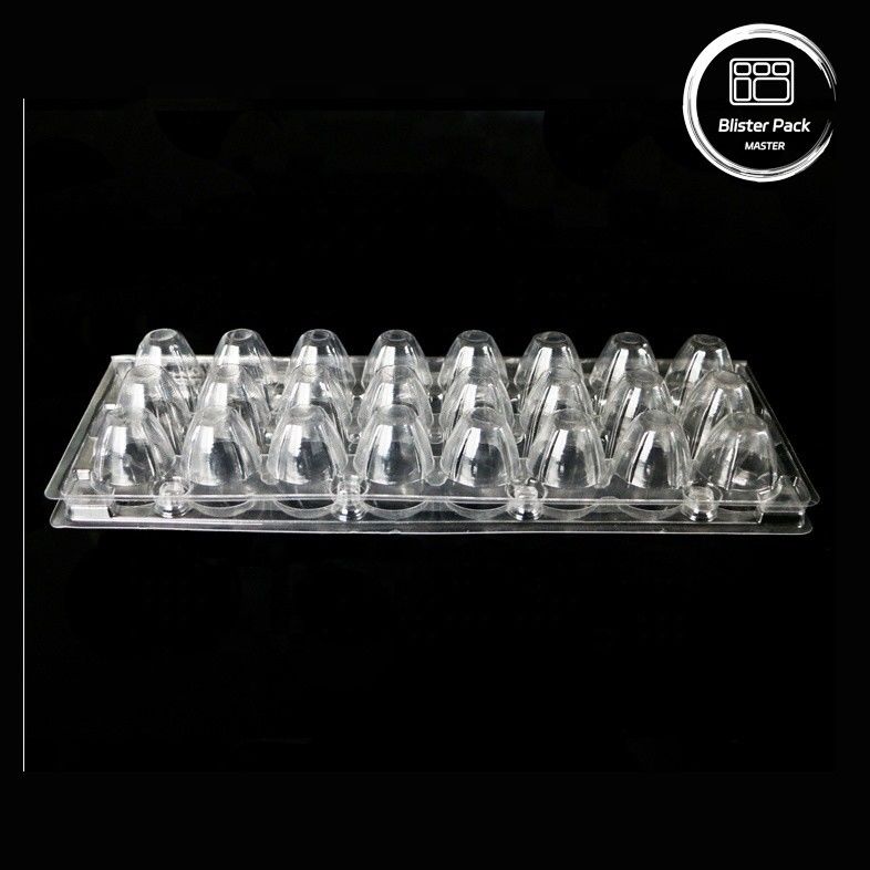 18 lubang Blister sekali pakai Clamshell Quail Egg Box Plastik dengan kemasan yang aman