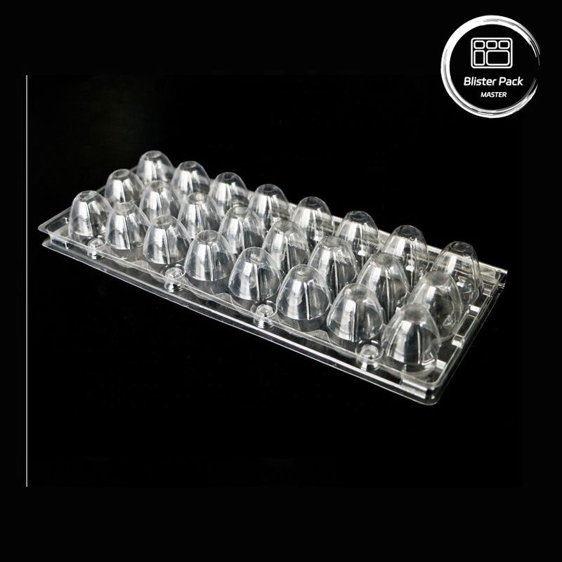 18 lubang Blister sekali pakai Clamshell Quail Egg Box Plastik dengan kemasan yang aman