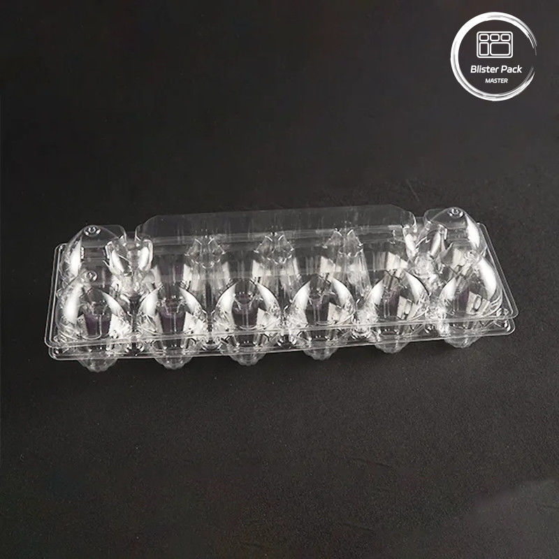 12 Sel Transparan PET Telur Tray Logo Disesuaikan Plastik Kontainer Telur Untuk Penyimpanan