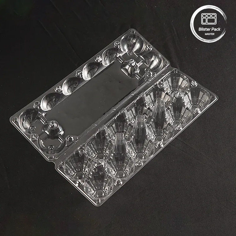 12 Sel Transparan PET Telur Tray Logo Disesuaikan Plastik Kontainer Telur Untuk Penyimpanan