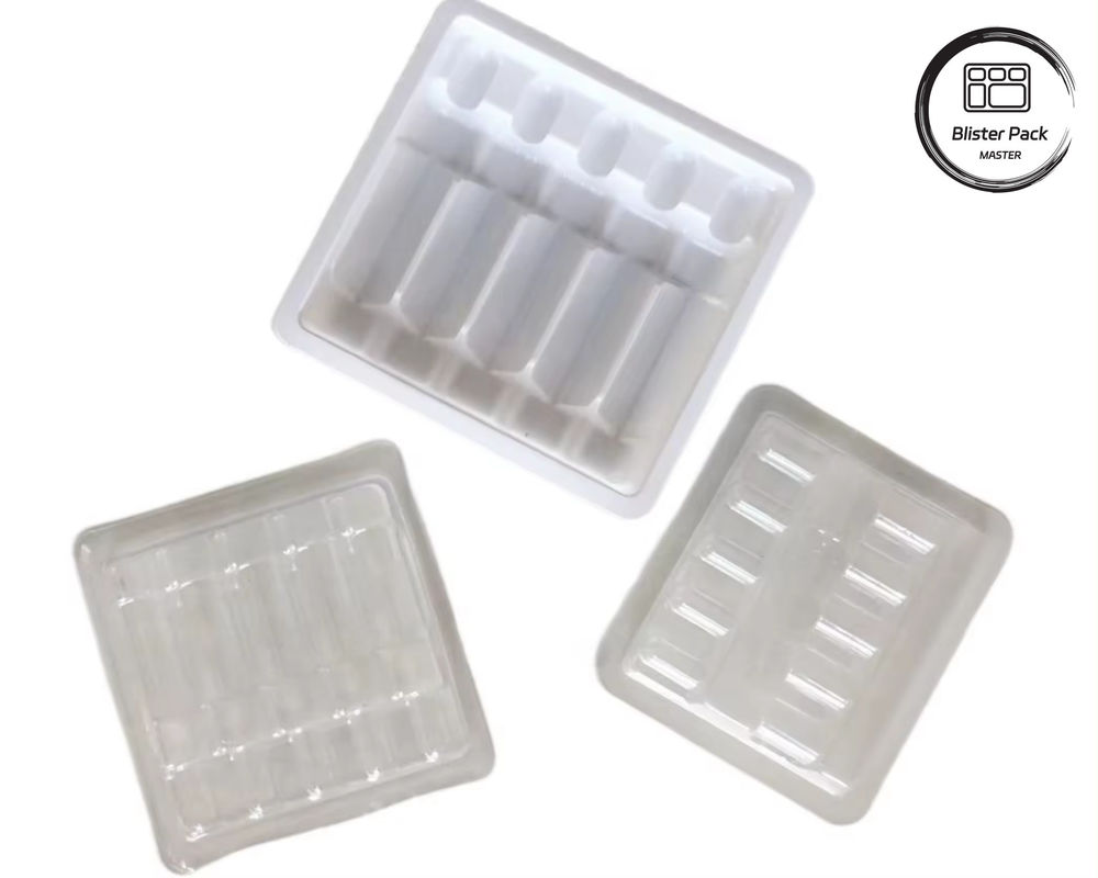 OEM & ODM PET Vacuum Forming Blister Plastic Tray, Custom Inner Packaging untuk Ampul dan Vial