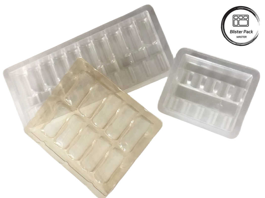 OEM & ODM PET Vacuum Forming Blister Plastic Tray, Custom Inner Packaging untuk Ampul dan Vial
