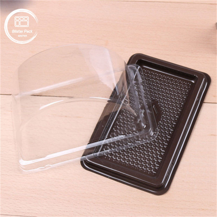Custom Semi-Circular Plastik Transparan Kue Tray Dengan Tutup Biskuit Kemasan Dengan Label Segel