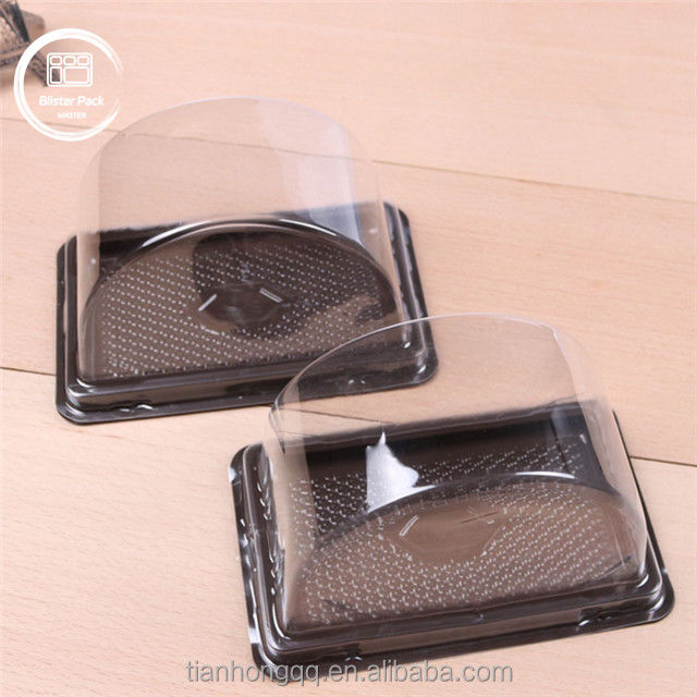 Custom Semi-Circular Plastik Transparan Kue Tray Dengan Tutup Biskuit Kemasan Dengan Label Segel