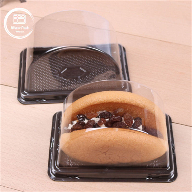 Custom Semi-Circular Plastik Transparan Kue Tray Dengan Tutup Biskuit Kemasan Dengan Label Segel