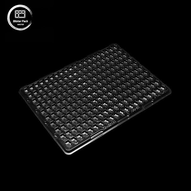 PET 200-Grid Vacuum Tray untuk Komponen Elektronik Kecil, Anti-Static Customized Packaging