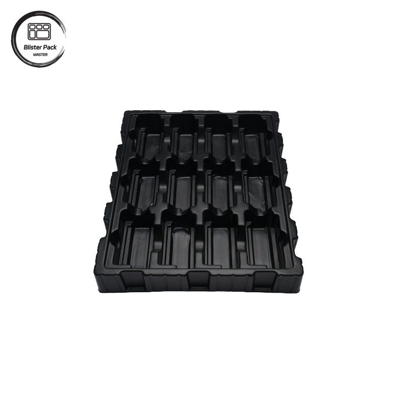 Custom Black PS Anti-Static Electronics Tray, ESD Blister Packaging untuk PCB dan komponen elektronik