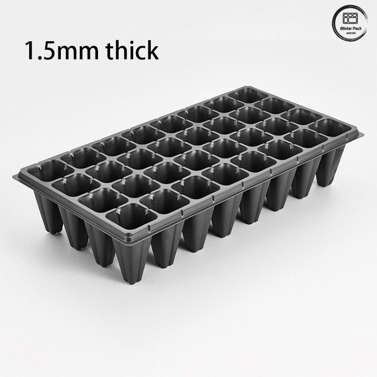 32 Sel Plastik Tray Biji Nursery, vakum dibentuk untuk pertumbuhan benih, Black Seedling Tray