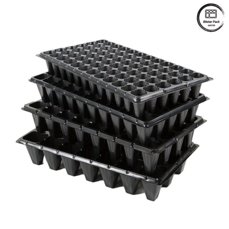 Black PS Garden Tree Planting Seedling Tray, Tray Germinasi 50-Cell yang dapat terdegradasi untuk penggunaan nursery