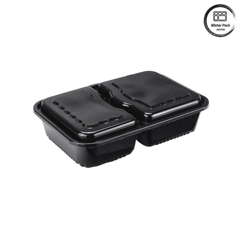 1-4 Kompartemen kotak makan siang hitam sekali pakai safe microwave desain anti kebocoran untuk kebutuhan kemasan makanan