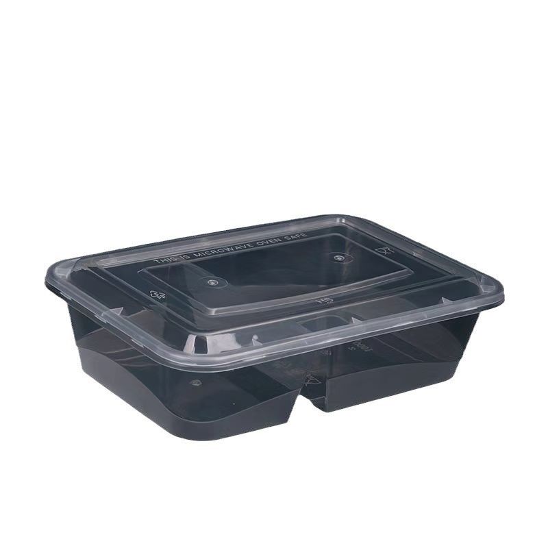 Container makanan dua kompartemen sekali pakai PP Plastik Bento Lunch Box untuk pesanan khusus