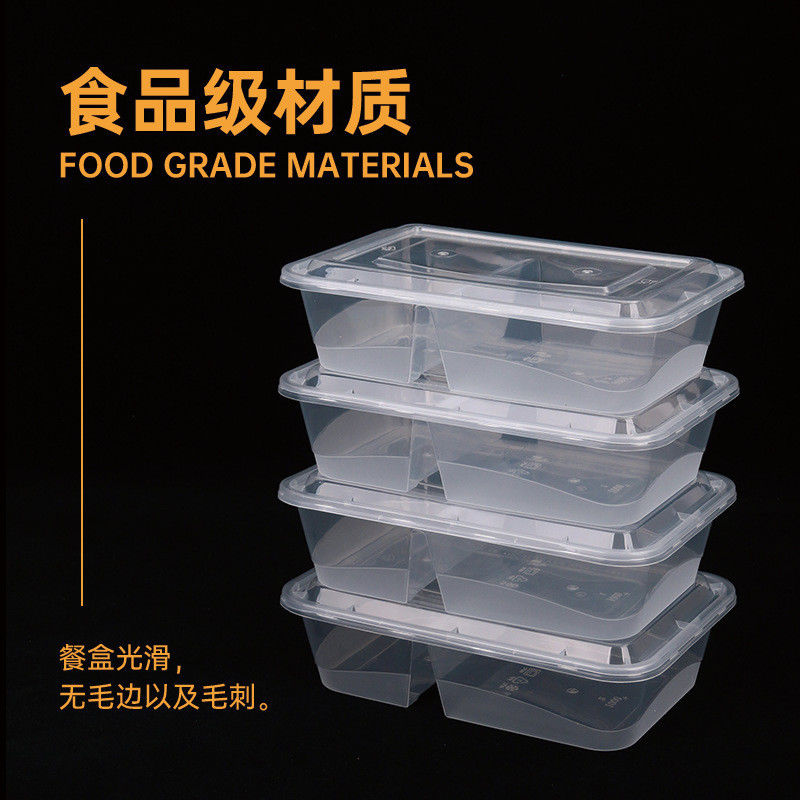 Container makanan dua kompartemen sekali pakai PP Plastik Bento Lunch Box untuk pesanan khusus
